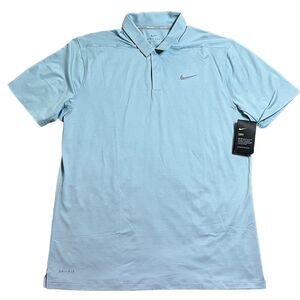 Nike Dri-Fit Golf  Striped Polo Shirt Light Blue Large Men Stretch NWT